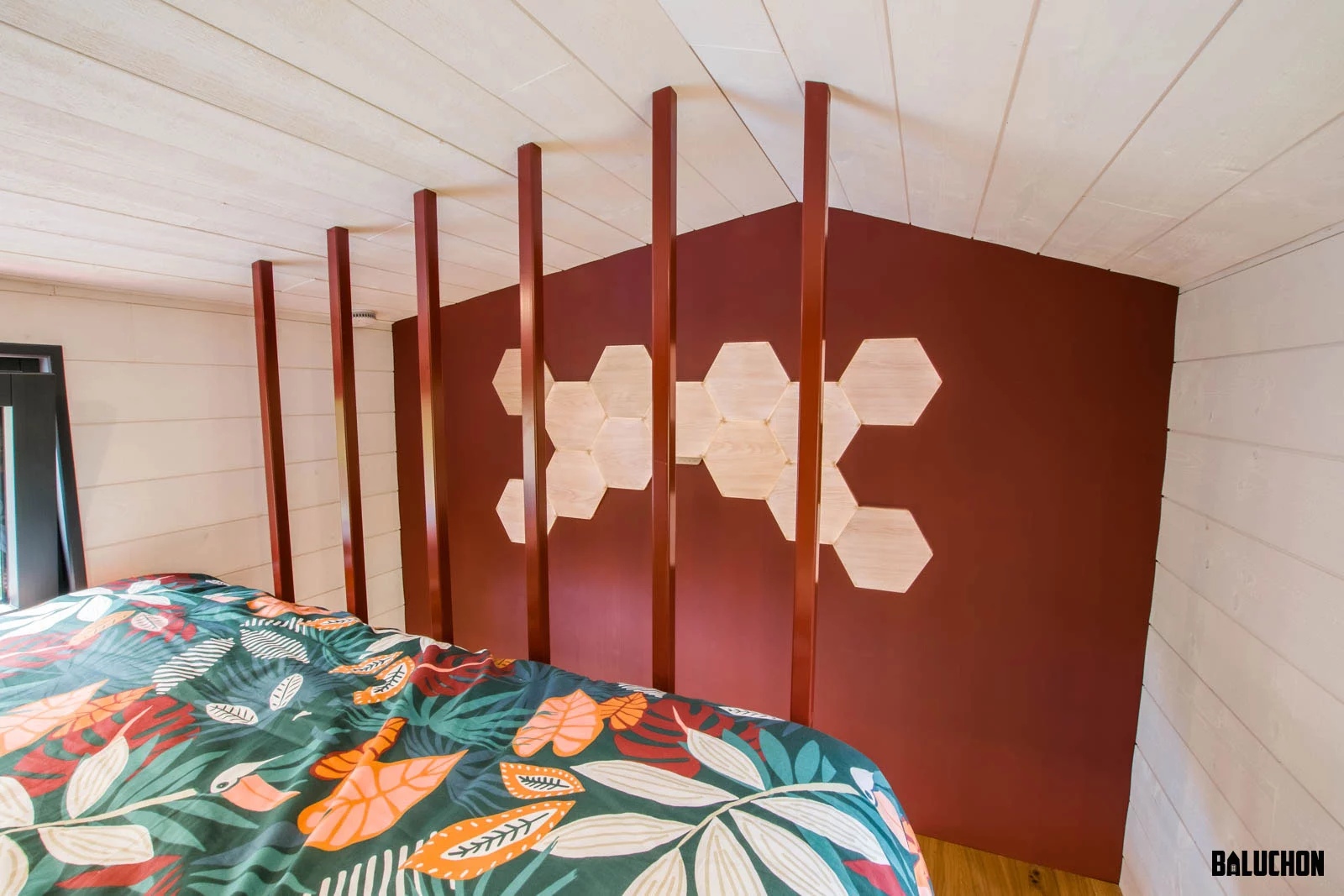 The Browny's bedroom has a dividing wall for privacy