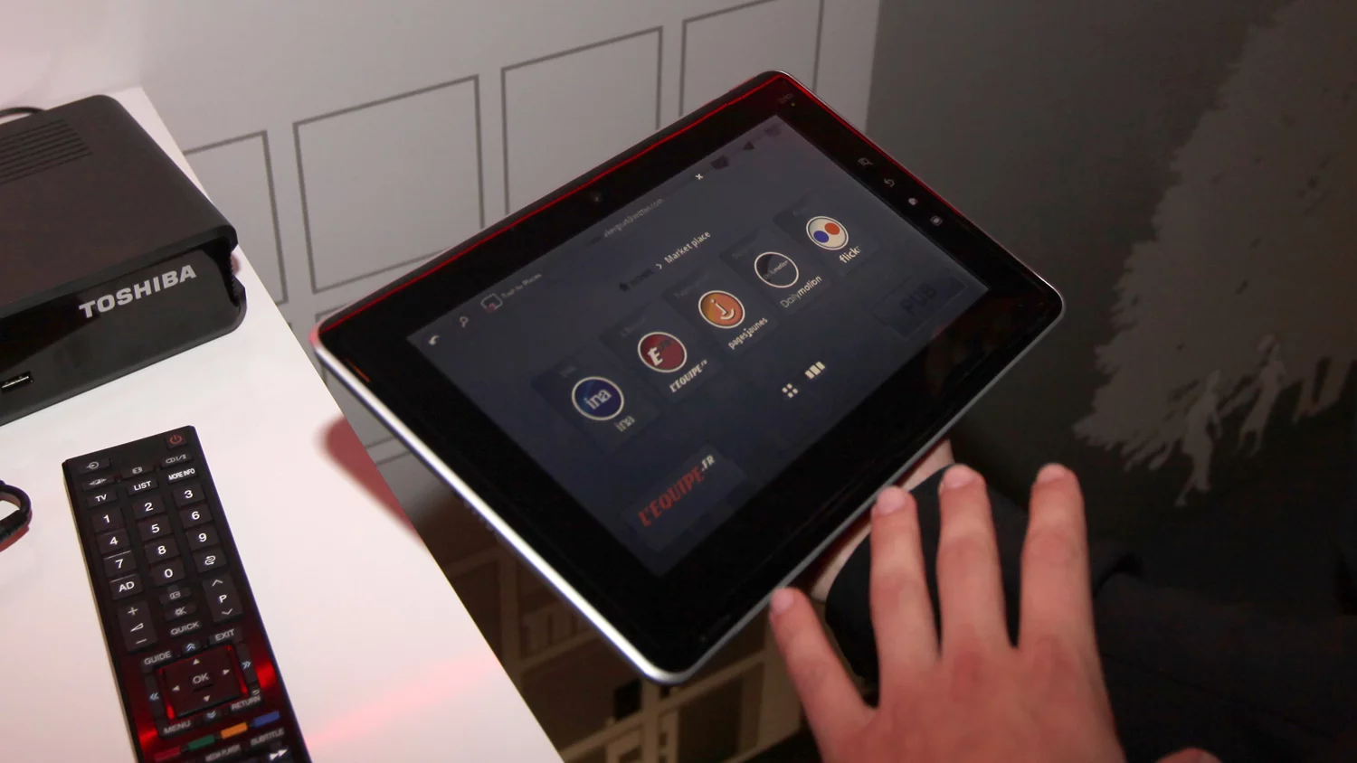 Toshiba's Folio 100 media tablet includes a built-in 1.3 megapixel webcam