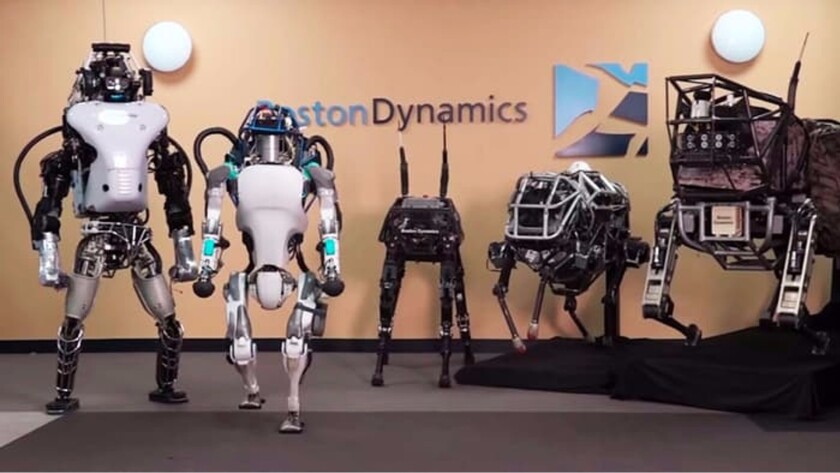 The 3D printing used to simplify the Atlas robot (second from the left) has military applications