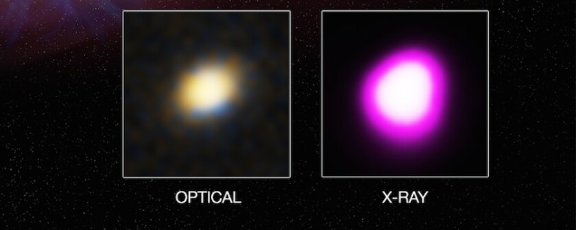 The star's matter heats up as it's dragged into the black hole, giving off a brilliant X-ray burst