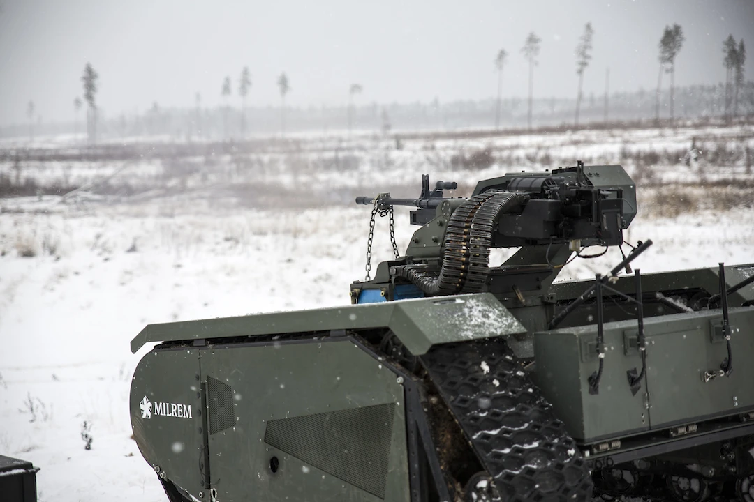 The THeMIS ADDER is equipped with a remote weapon station from ST Kinetics, armed with a CIS 50MG heavy machine gun
