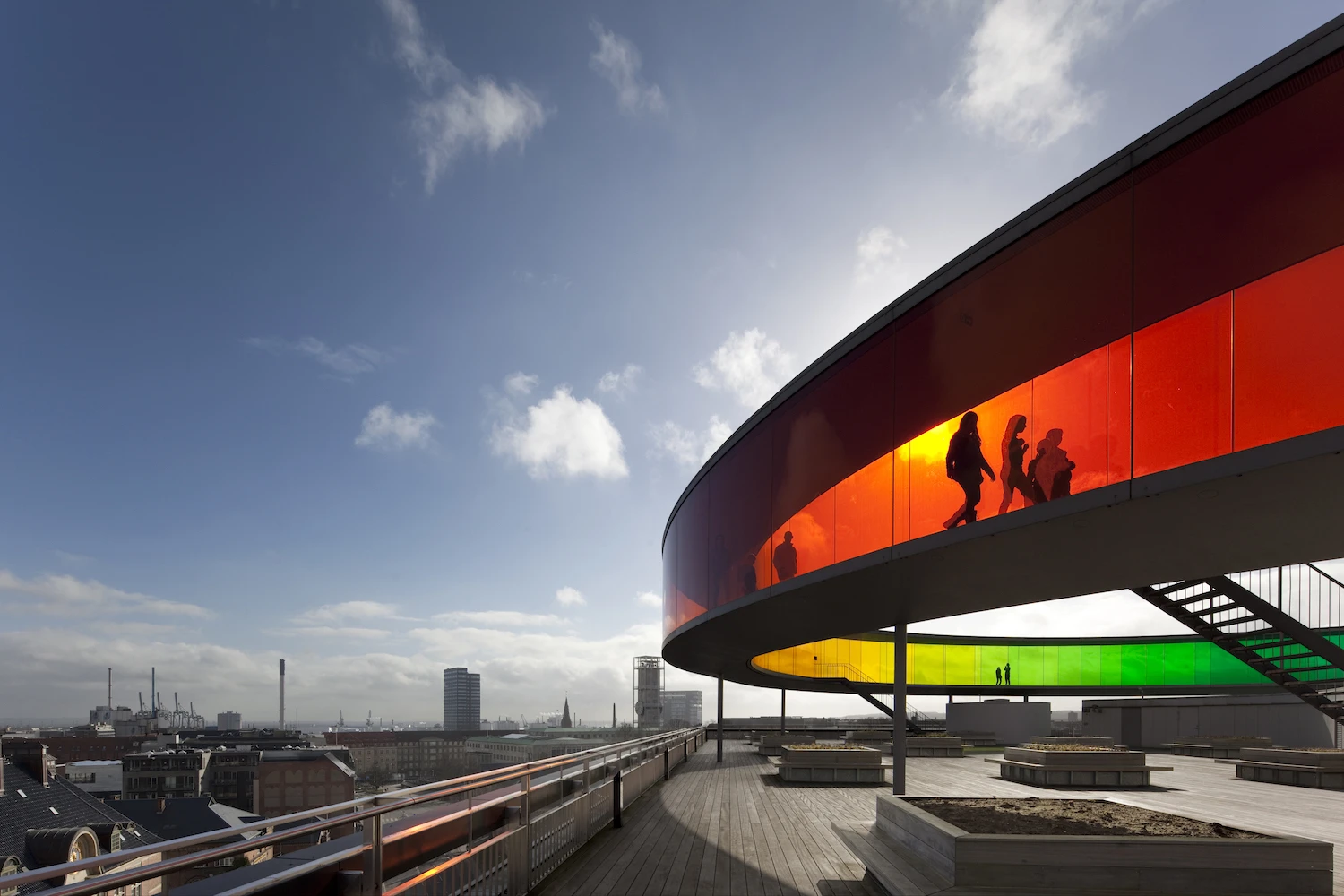 London's David Borland focused on the colorful facade of the ARoS Aarhus Kunstmuseum, Museum, Aarhus, Denmark by schmidt hammer lassen / Olafur Eliasson. The image was entered into the Buildings In Use category