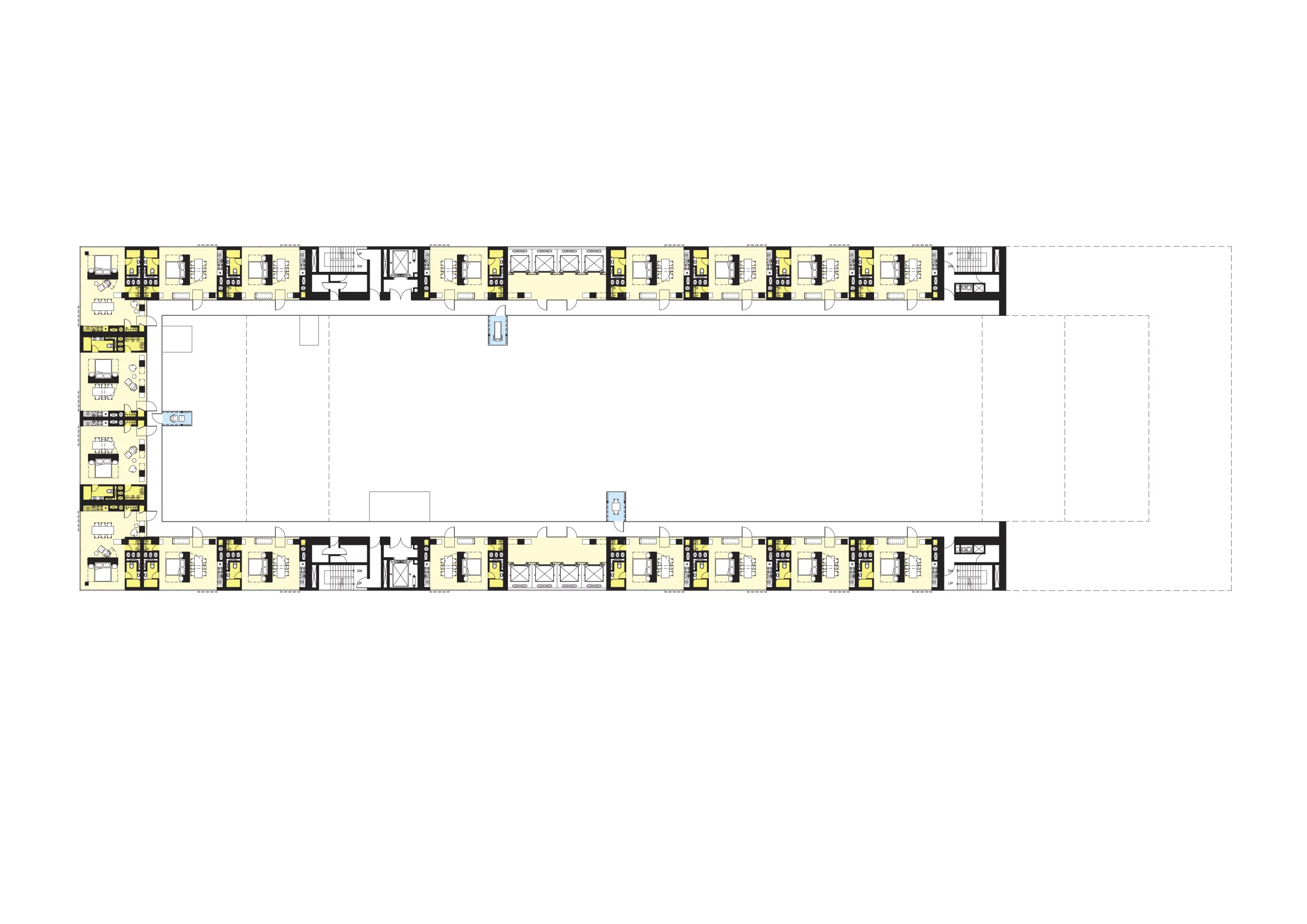 The main design feature that increases the spaciousness and airiness that will bring light into the space is the enormous light well the descends vertically through the building