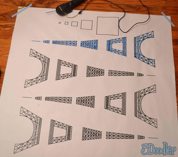By tracing over stencils with the 3Doodler, you can create the parts necessary to build larger three-dimensional objects