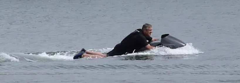 The EXO is an electric personal watercraft, which riders lie on in a prone position