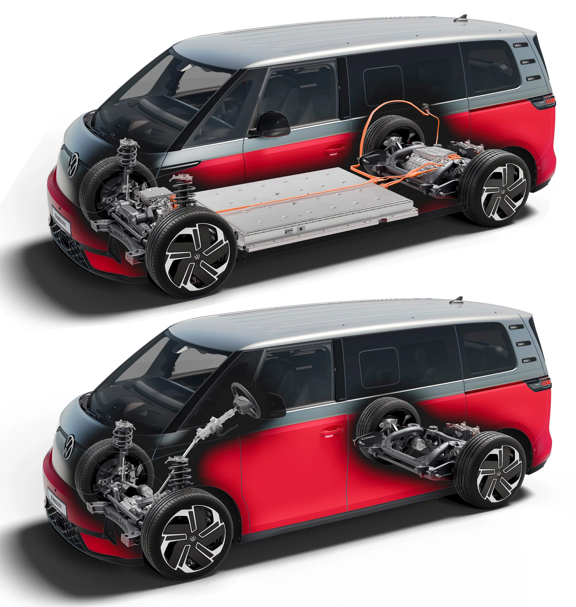 The ID. Buzz GTX uses two electric motors in its All-Wheel-Drive configuration, with top speed electronically limited to 100 mph (160 km/h). The GTX can be purchased with either 79 kWh or 86 kWh battery packs, which can be recharged from 10 to 80 percent in 26 minutes at DC fast charging stations