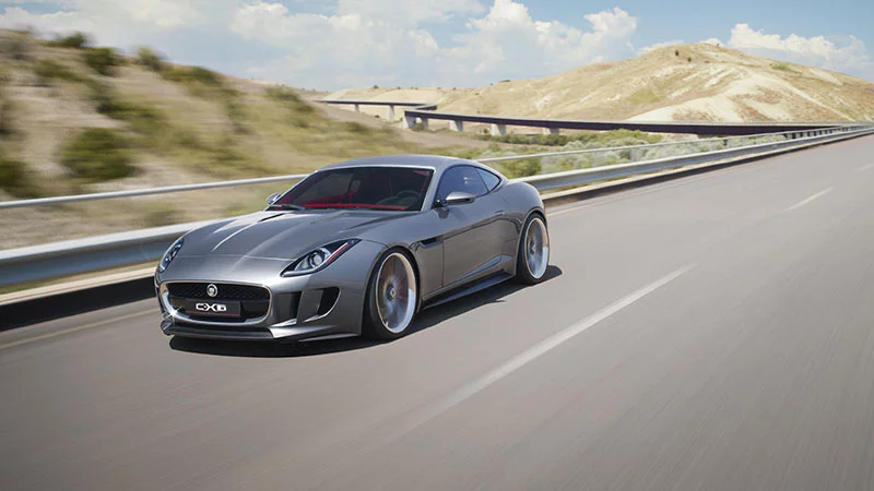 The Jaguar C-X16 production concept sports car on the road