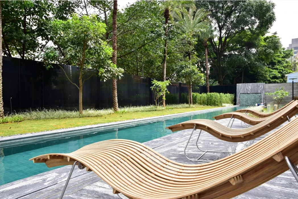 Pool area of Pininfarina's recently completed Cyrela apartment tower in Brazil