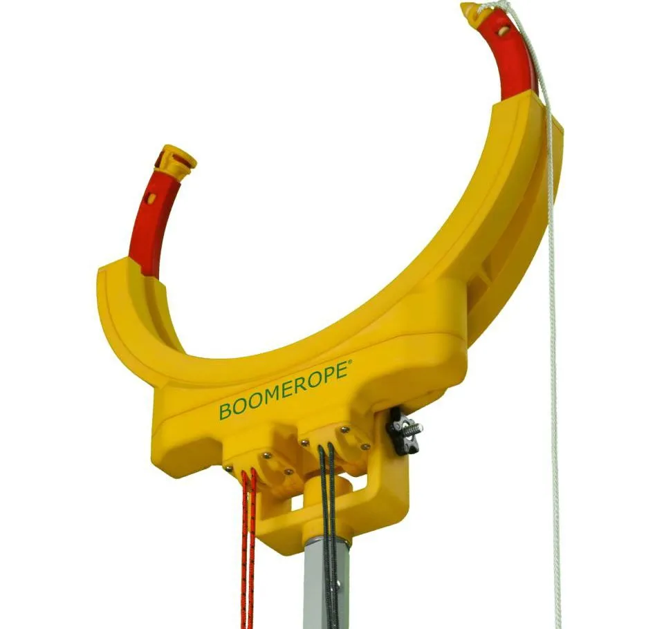 The Boomerope is a device that allows a ground-based user to pass ropes over high objects such as tree branches