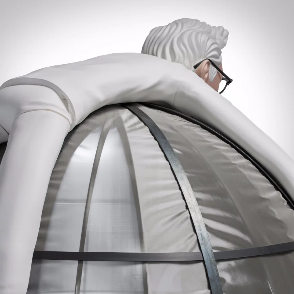 The somewhat questionably positioned Colonel Sanders