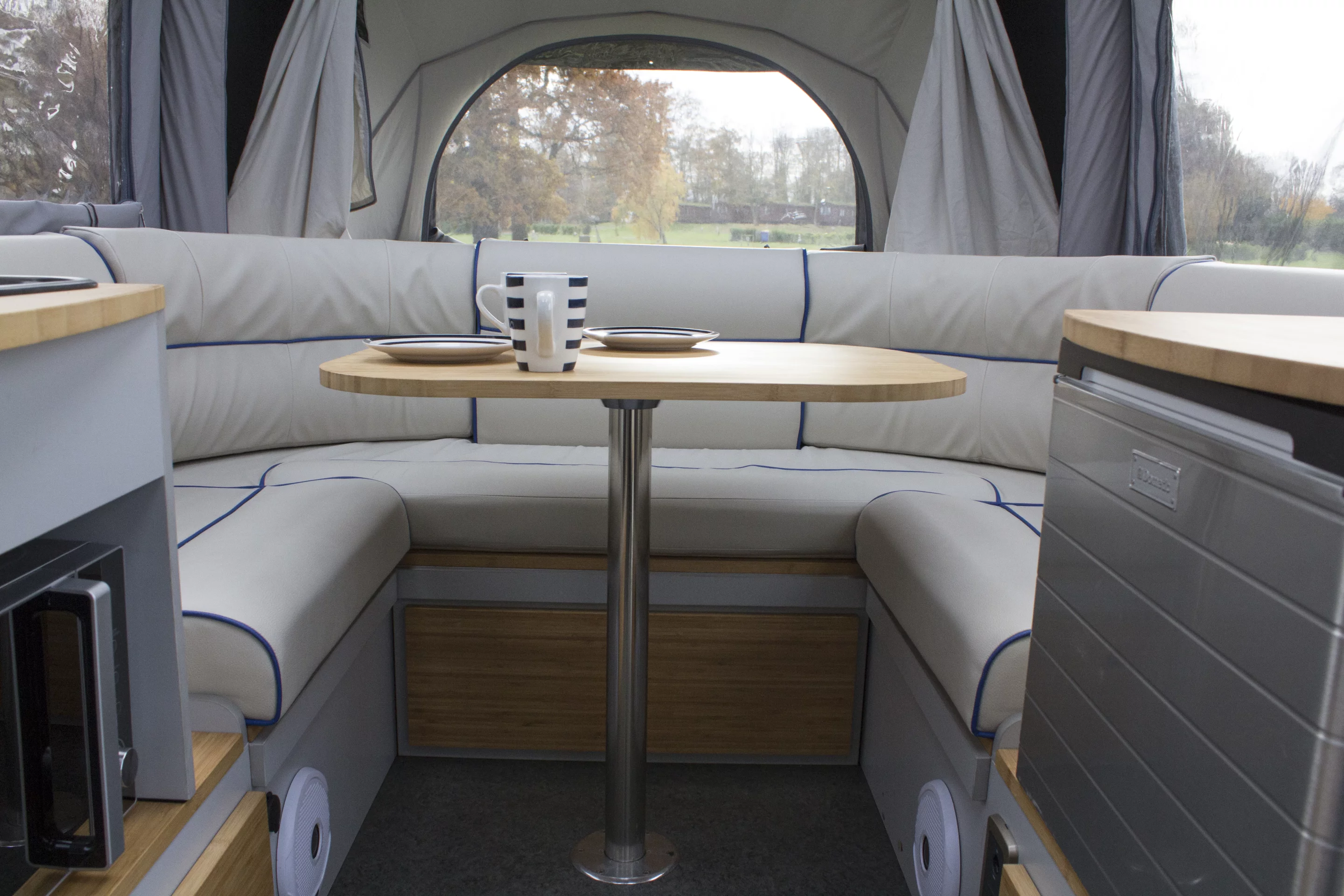 The Air Opus goes from closed trailer to fully set-up camper in an estimated five minutes