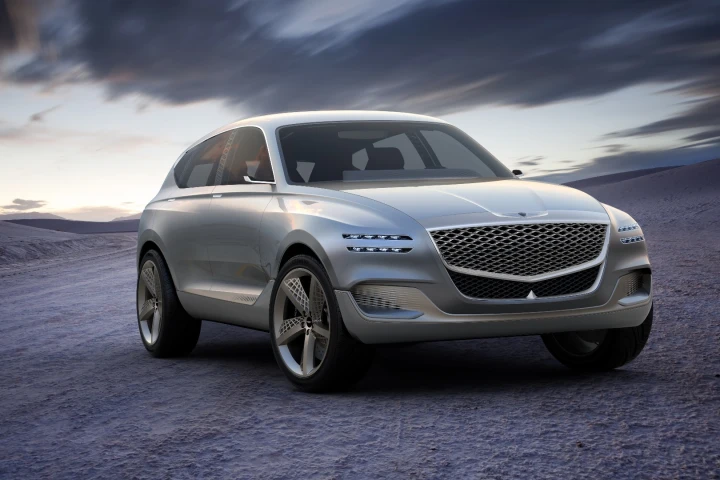 The GV80 features a bold front grille design
