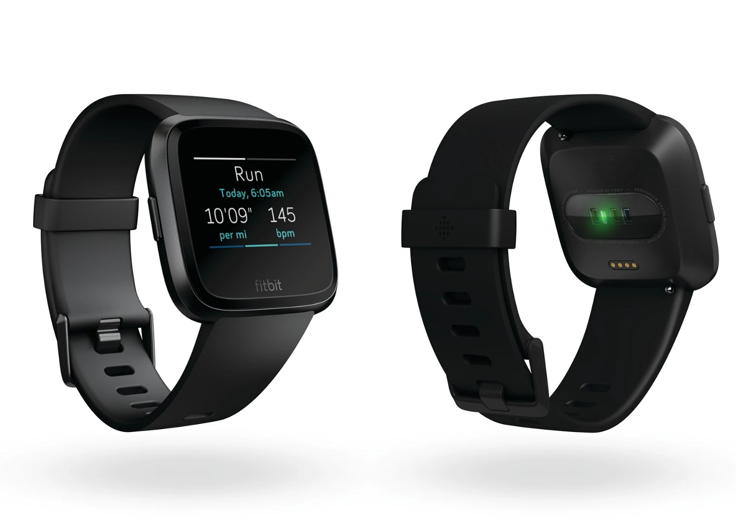 The Fitbit Versa includes heart rate tracking but not onboard GPS