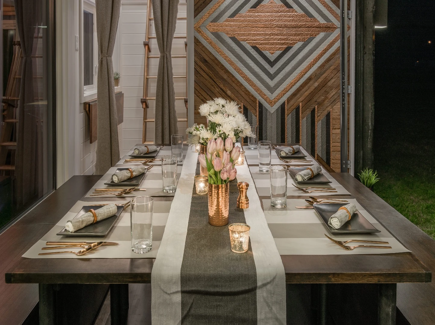 The Escher's large dining table