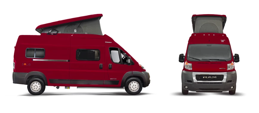 So far, Winnebago shows white and red exterior paint options