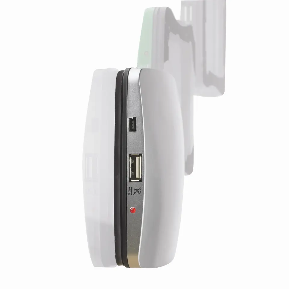 The bottom edge of the Window solar charger is home to a mini-USB port, a full-size USB port and and LED charge indicator