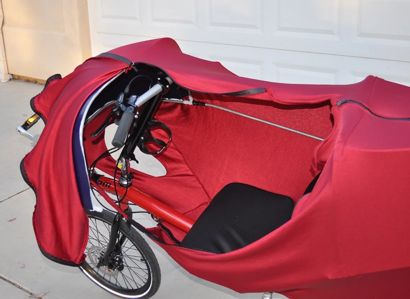 The Lightning F-22's rider's legs extend out through two holes in the bottom-front