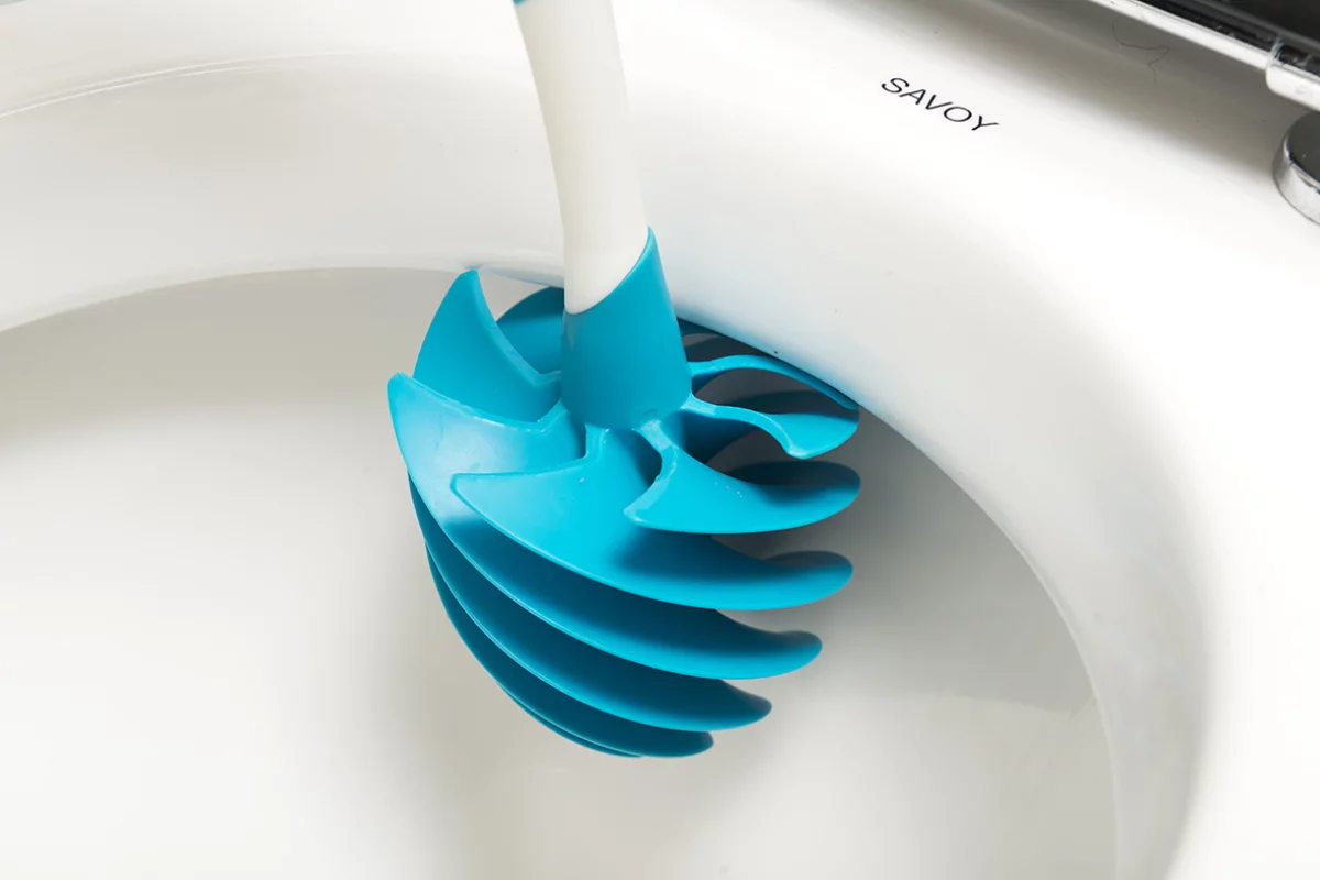 Stewart's LooBlade features eight silicon blades that twirl around its tip like an inverted soft serve