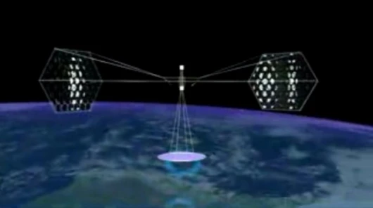 Artists visualization of a solar satellite (Image: Space Energy via Mafic Studios)