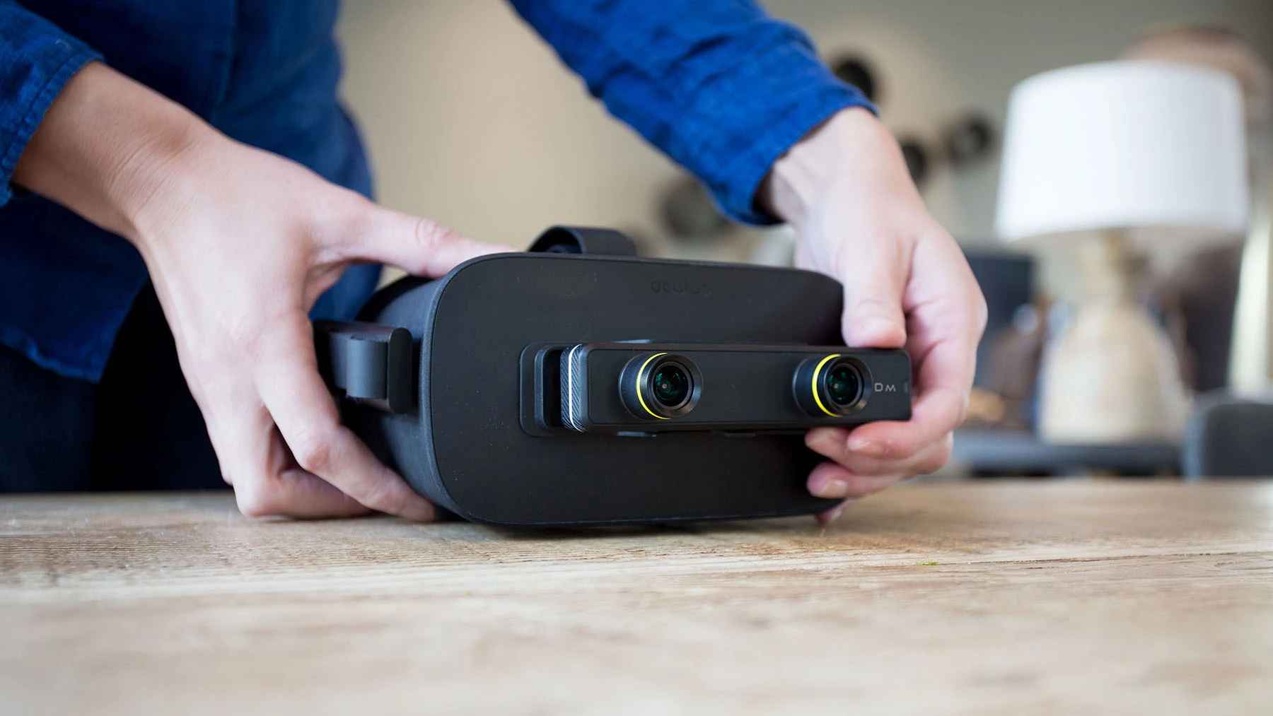 The ZED mini clips on to an HTC Vive or an Oculus Rift to add AR smarts