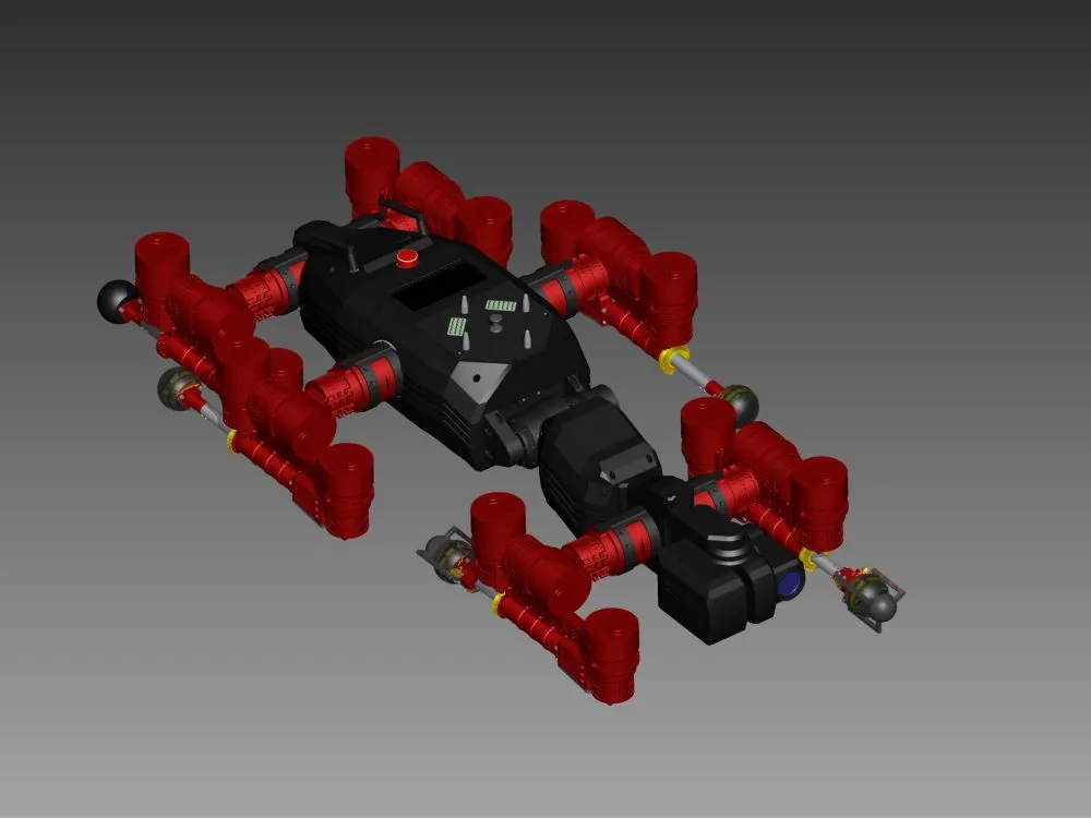 CREX as CAD model in stowed position for transport attached to SHERPA robot