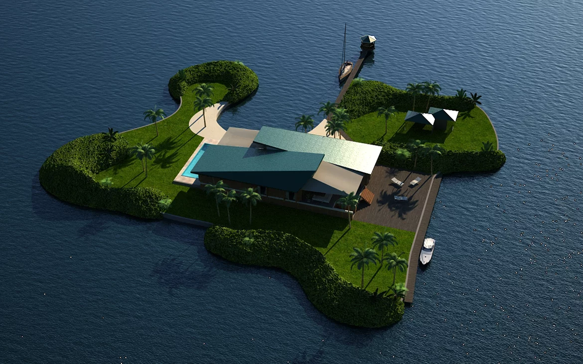 The floating private island concept is close to fruition with a pilot island in the Maldives soon to be completed