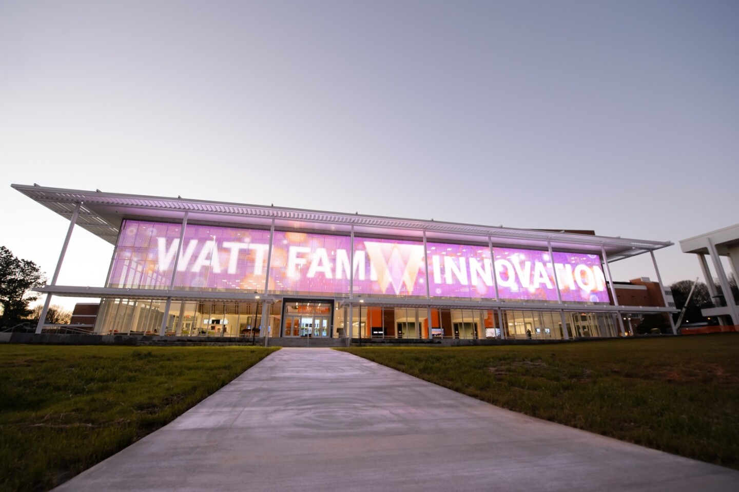 The Watt Family Innovation Center is also said to boast the largest media façade installation in the US, with 45,000 Philips iColor Flex LMX gen2 LED nodes