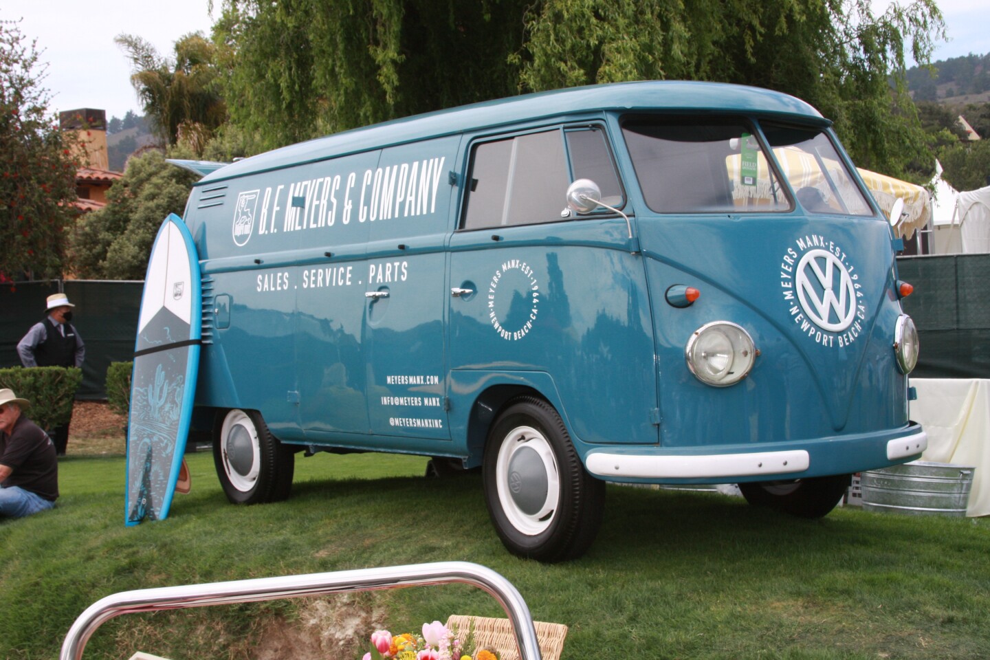 A restored Volkswagen Type 2 van makes the ideal company vehicle for the Meyers Manx Company. The brand values of the company are manifest in the original Meyers Manx Dune Buggy and the future looks bright for the company as a leisure, surfing, automotive brand.