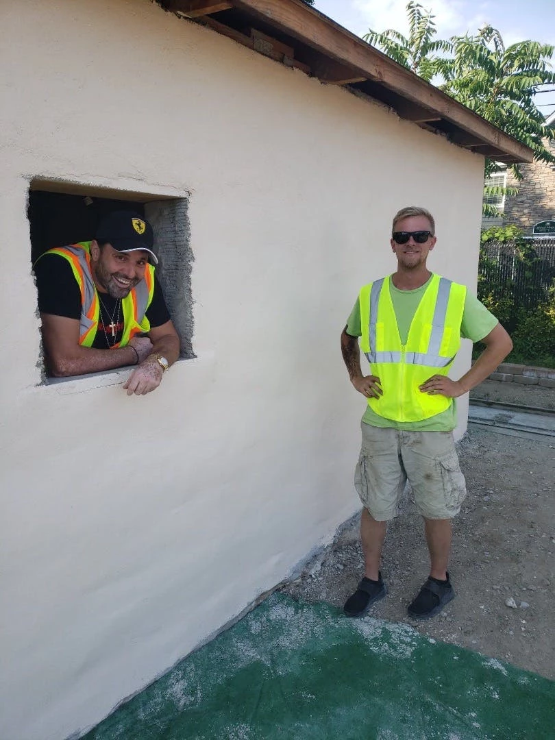 The 3D printer left spaces ready for workers to install windows and doors