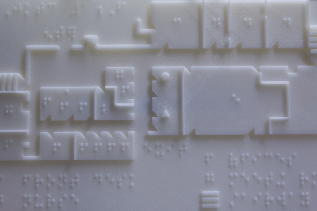 The 3D-printed braille maps provide students with the layout of each of the training center's three floors