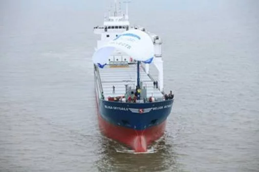 SkySails towing kite propulsion on the MS Beluga SkySails