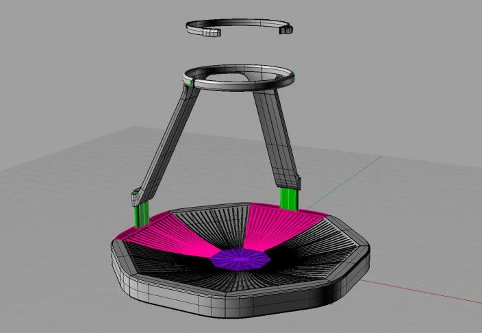The Omni features a sloped octagonal platform with radial grooves