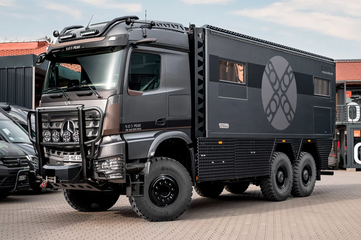 SOD marries a rugged 6x6 truck chassis with a comfortable, well-appointed motorhome to create the Peak 6x6