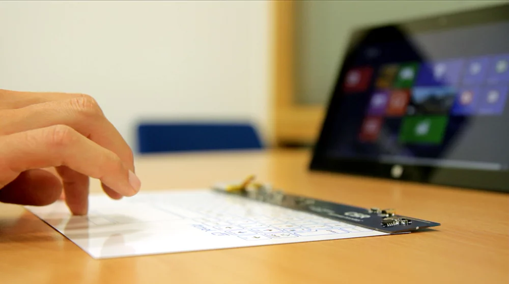CSR's ultra-thin touch surface can bring a full-sized keyboard experience to protective tablet covers or add touch-sensitive areas to a desktop workspace