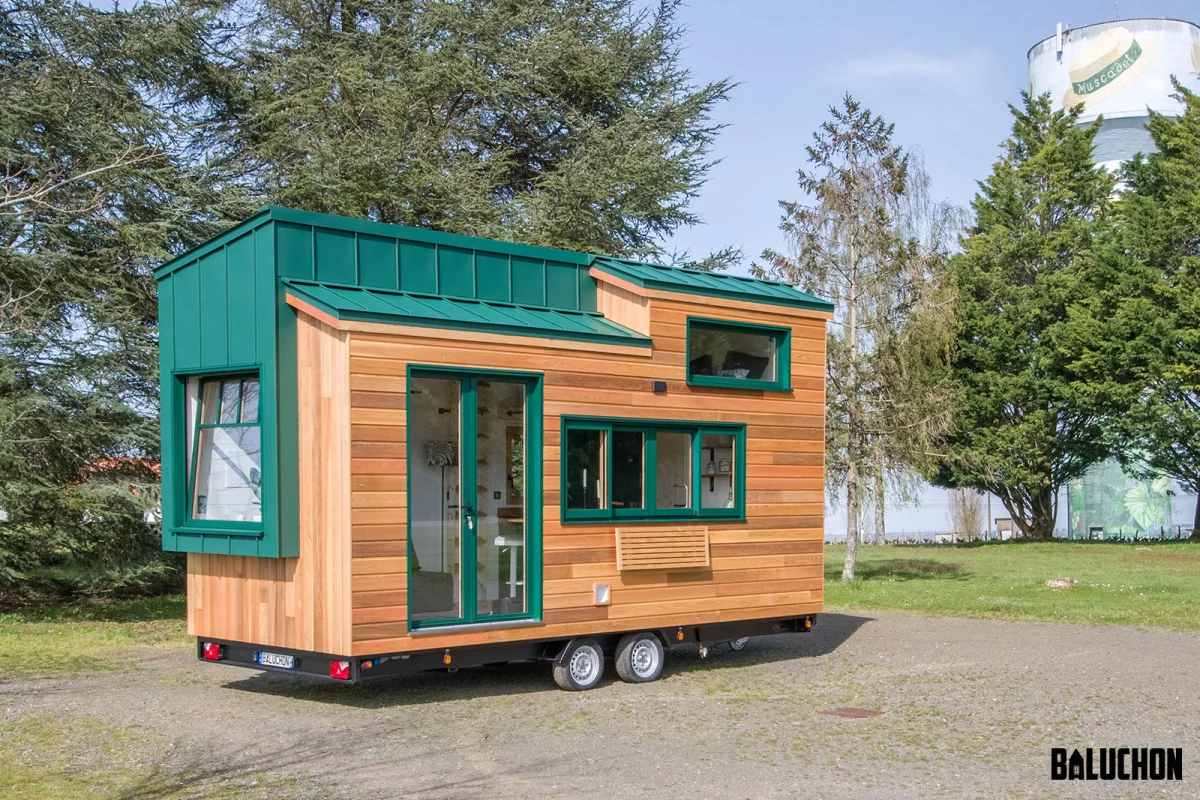 The Mirasol is clad in red cedar, with aluminum accenting