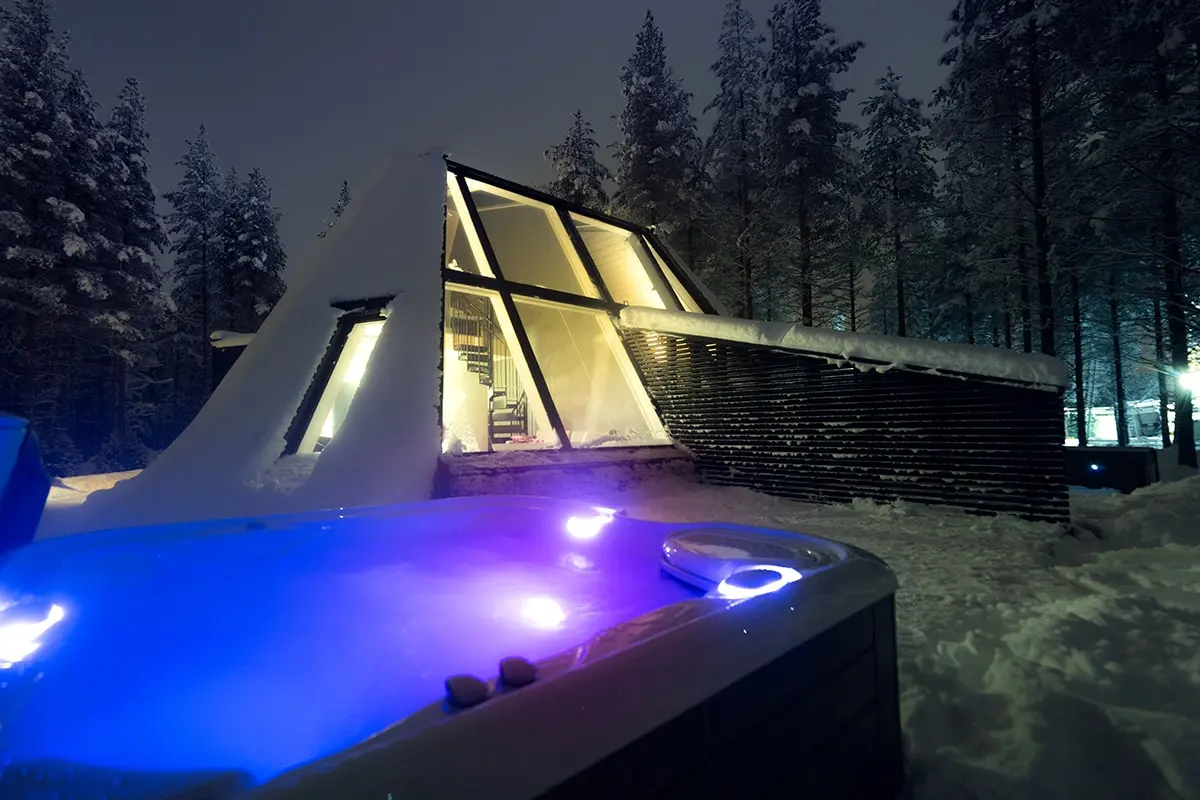 Each Superior Glass Apartment includes own private hot spring outdoor hot spa and sauna