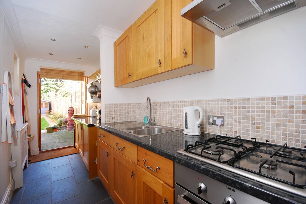 Tthe semi-detached two-story home contains a kitchen that's just 1.6 m (5.2 ft) wide (Photo: Foxtons)