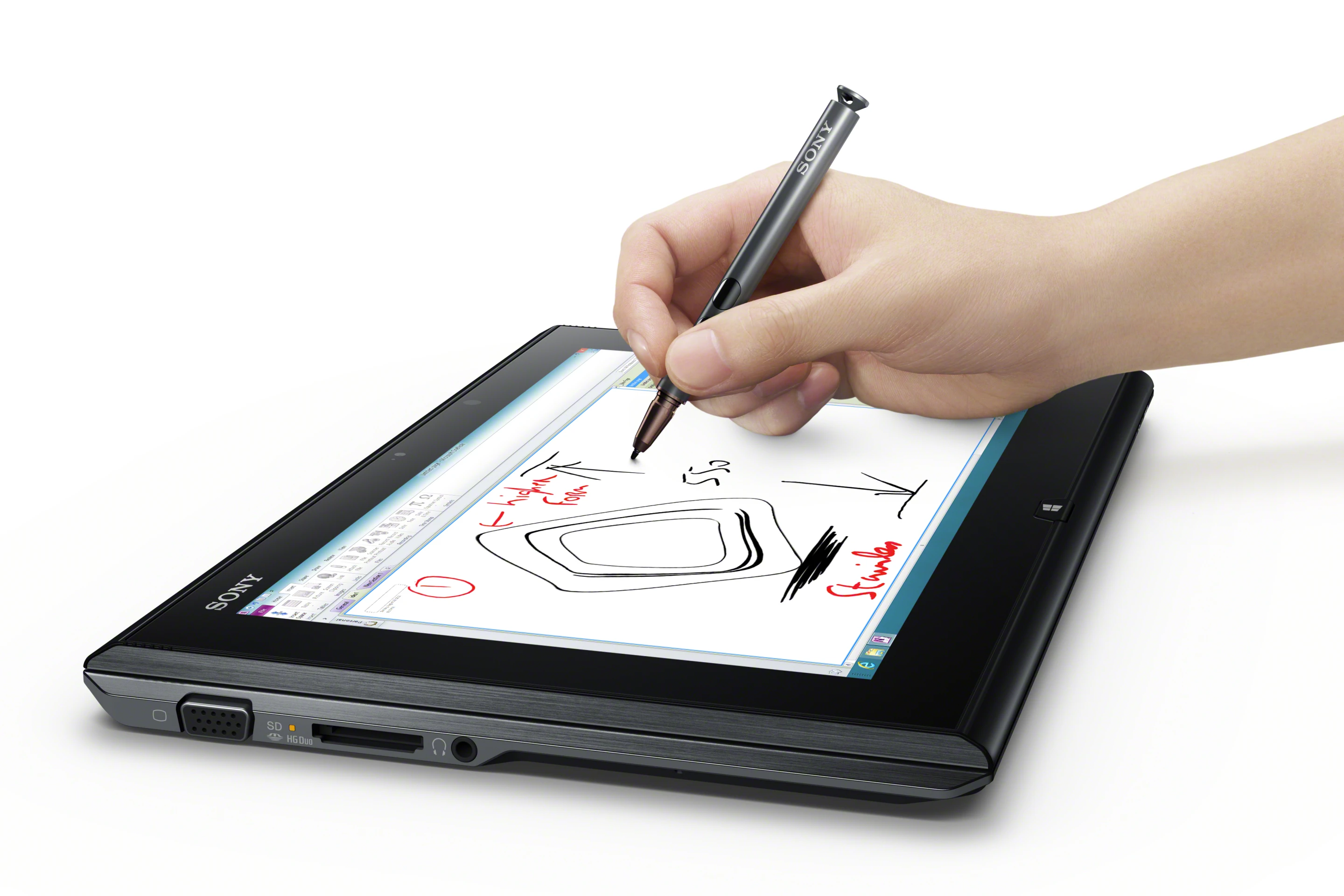 The Duo 11 comes supplied with a pressure-sensitive digitizer stylus with swappable pen tips
