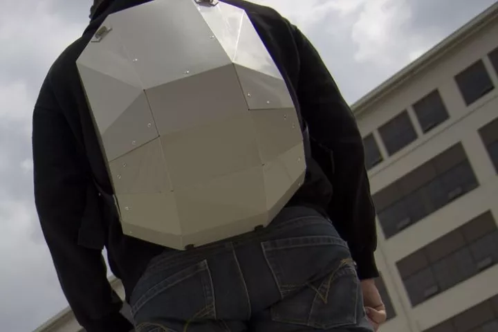 The Solid Gray backpack features a rigid foldable design, and is made from a single sheet of copolymer