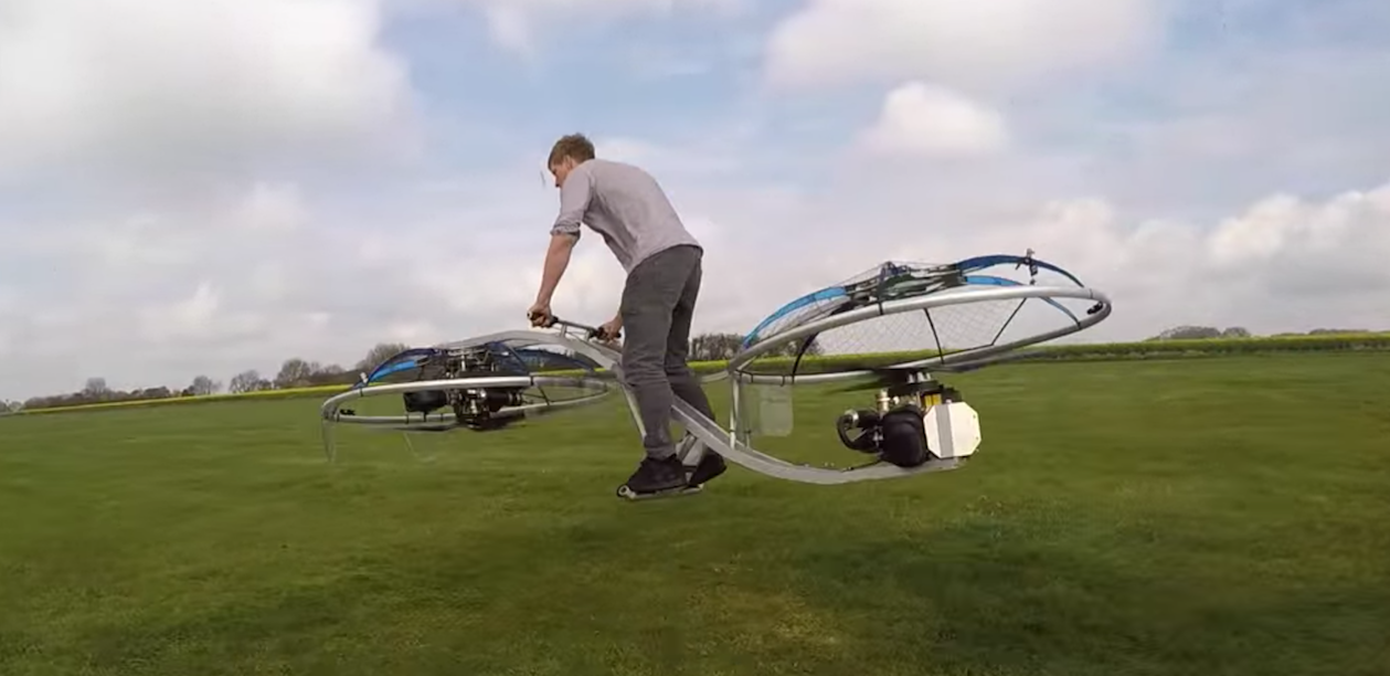 The homemade hoverbike in action