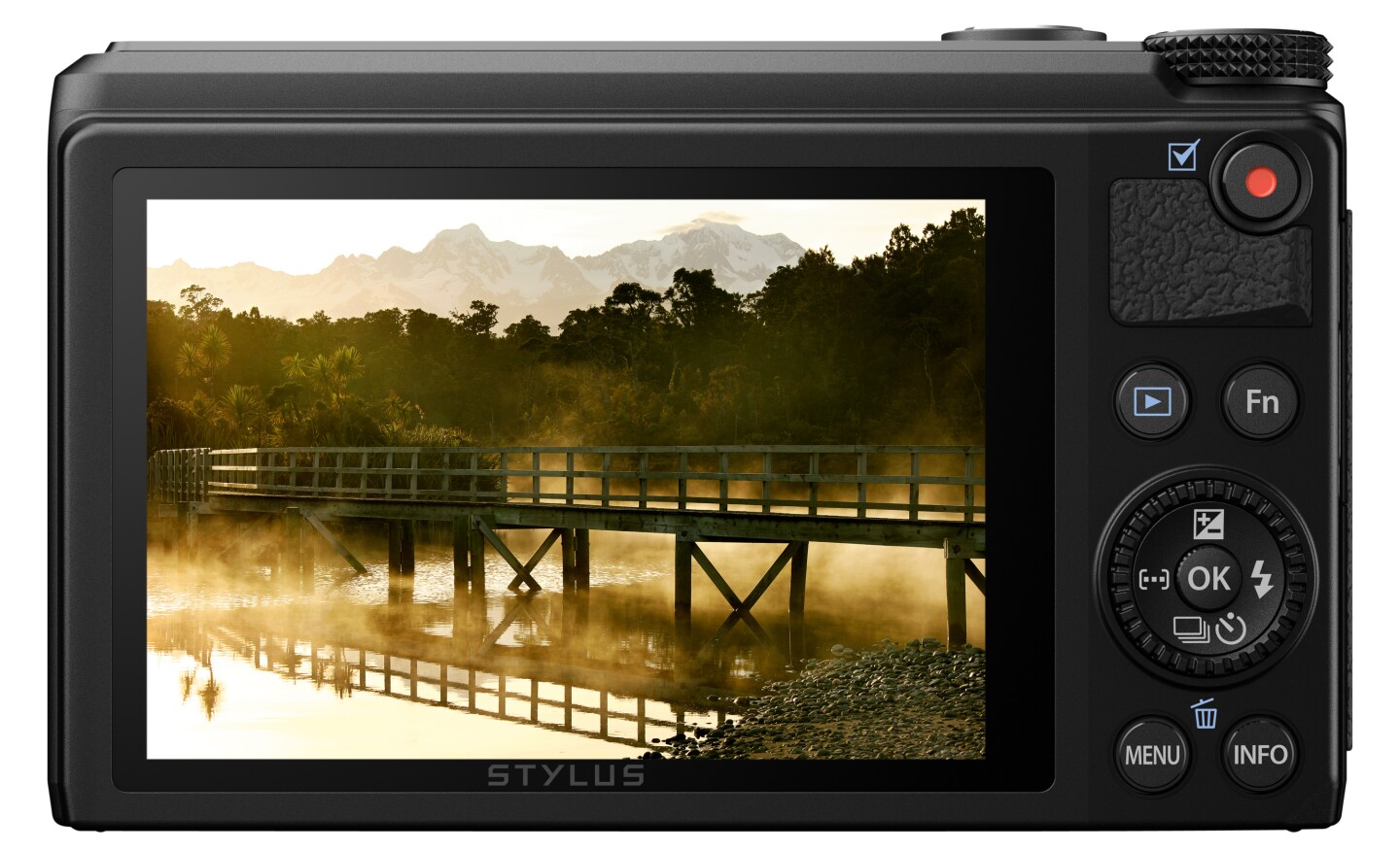 On the back of the Olympus XZ-10 is a 3 inch touch-sensitive LCD with 920,000 dots