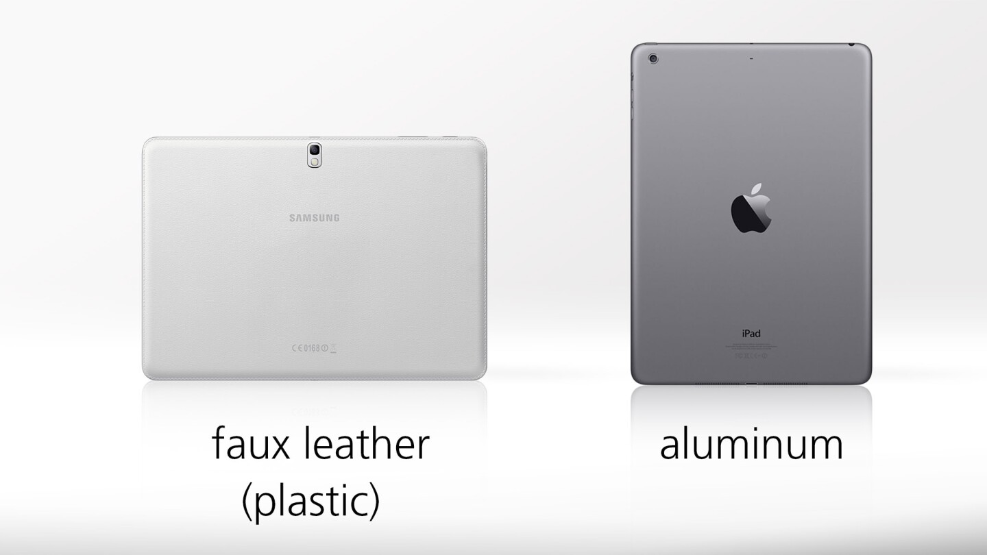 Samsung is sticking to its guns with the soft pleather finish from the Galaxy Note 3