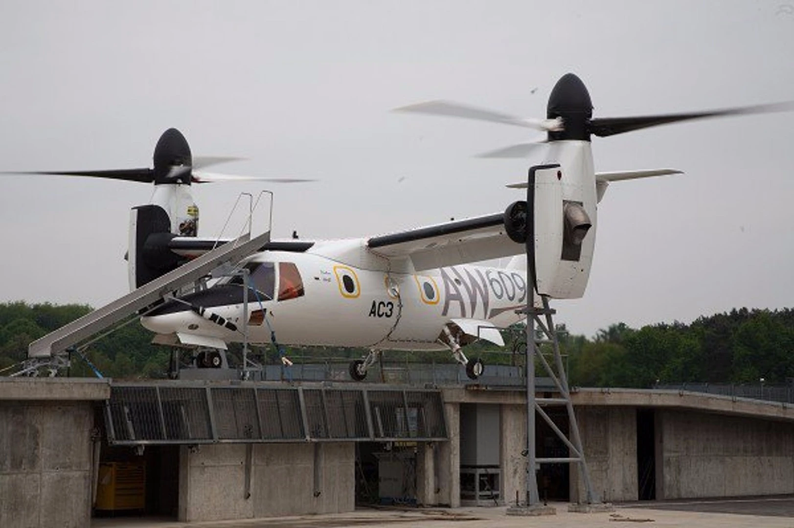 Aircraft AW609 A/C3 recently underwent restrained ground testing in Italy