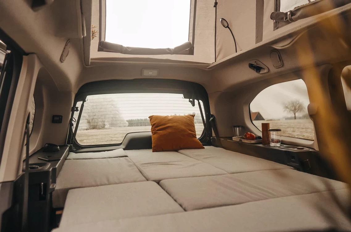 The Vanderer lounge transforms into a double bed