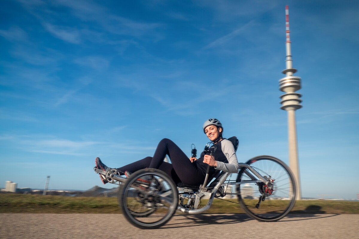 Radical recumbent trike is powered by arms, legs, or both at once