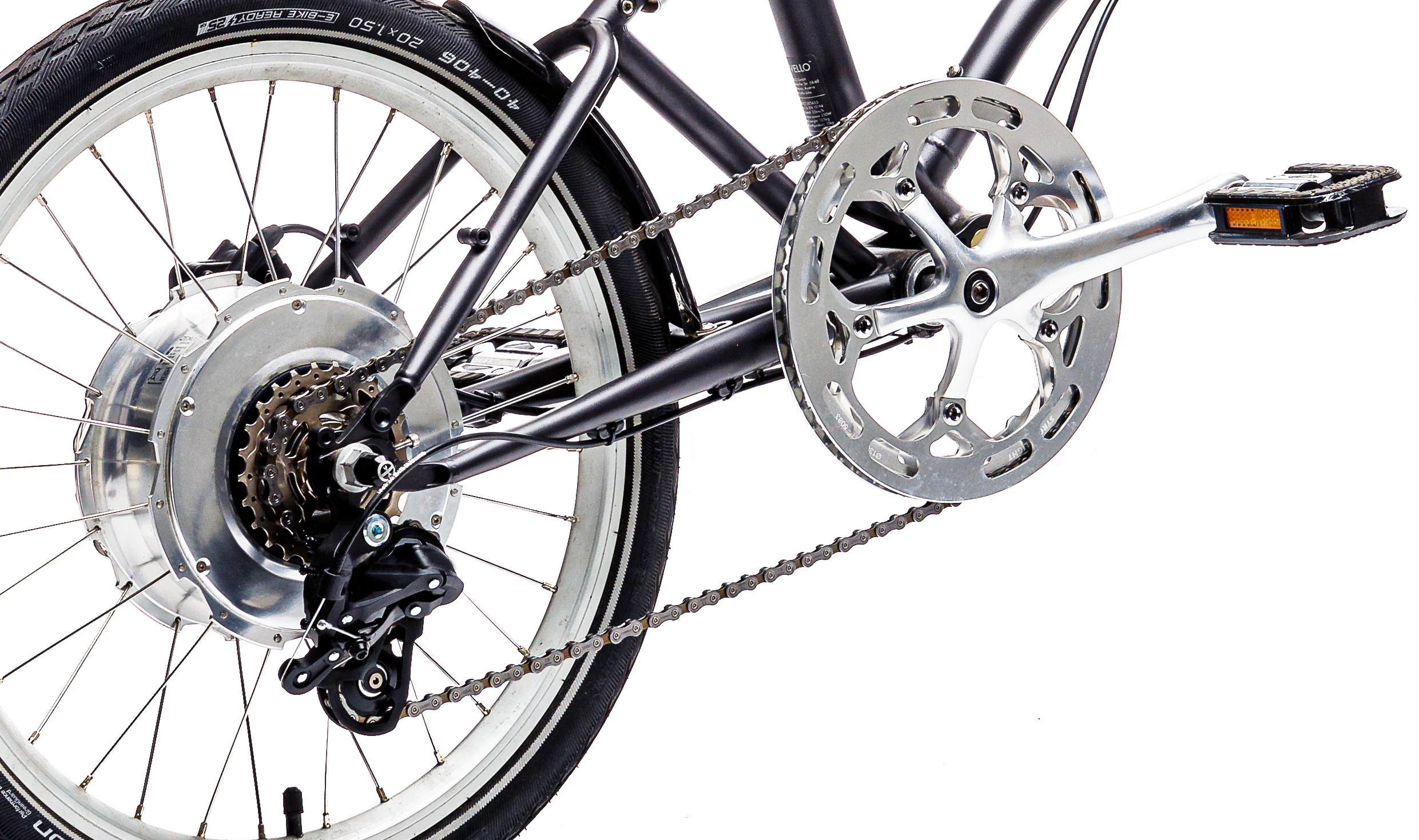 The Bike+ Gears folding ebike features a 250-W motor and 173-Wh battery housed in the rear hub