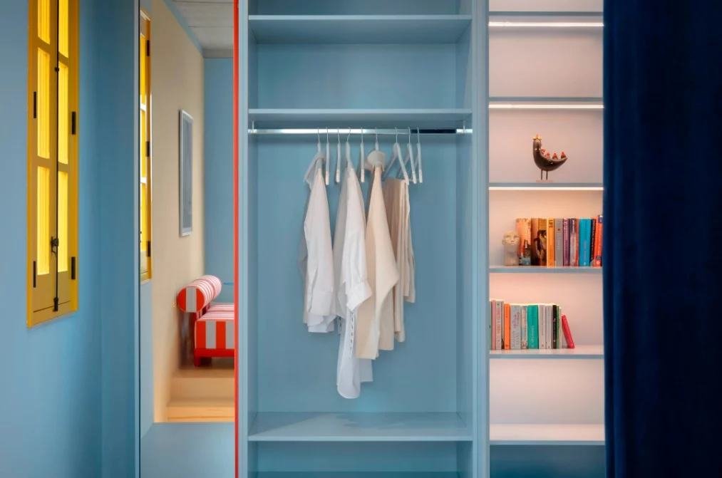 The micro-apartment is filled with hidden storage to foldable furniture