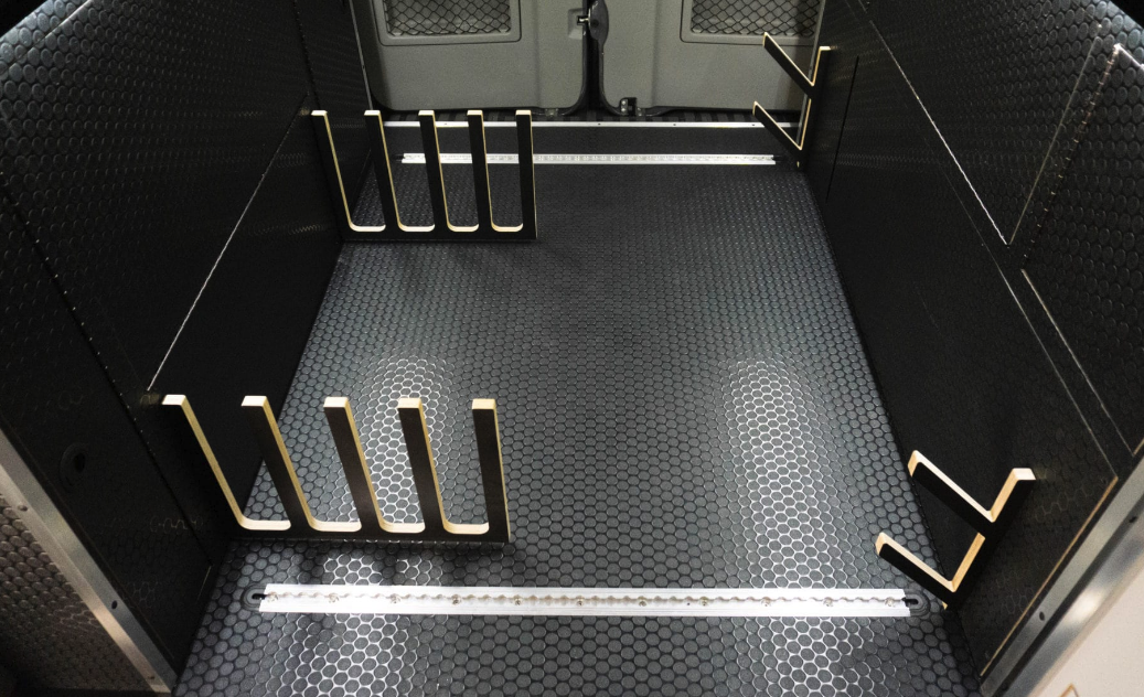 The gear racks neatly store surfboards, skis or snowboards and remove in seconds when not needed