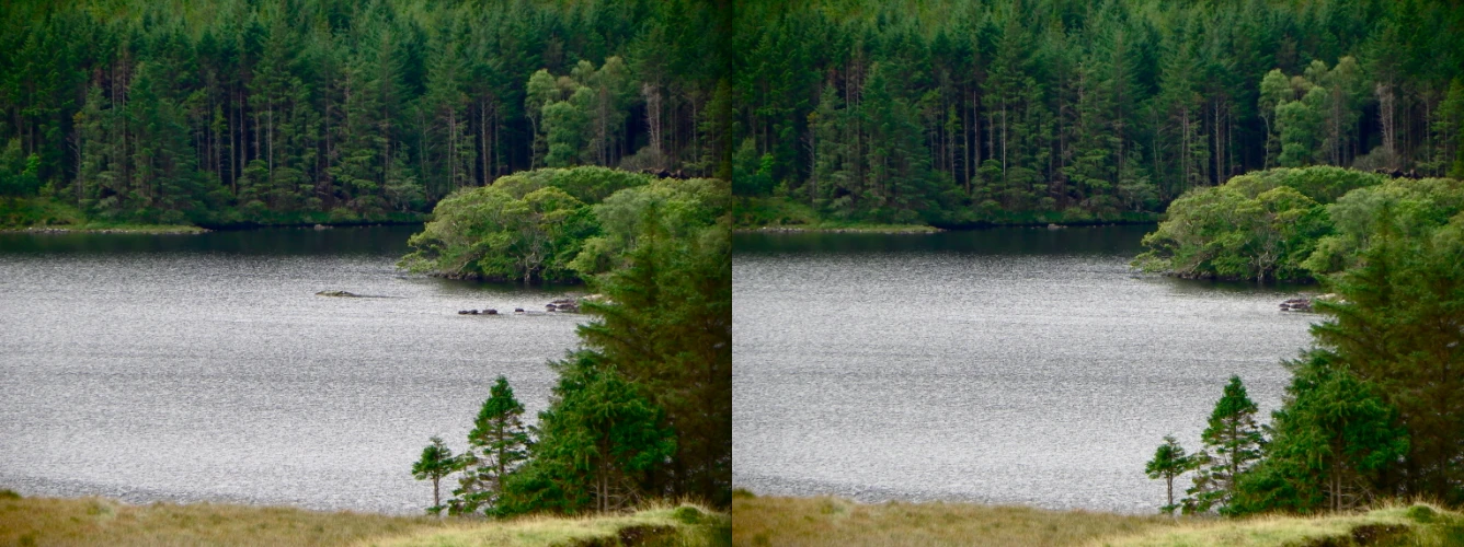Before and after: lake with and without rocks (Photo: Gizmag)