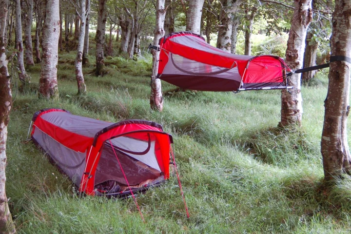 One shelter, two ways to camp